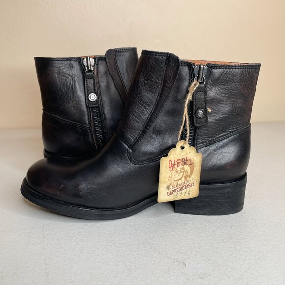 New Diesel Roxydoo Distressed Leather Boots Size 7.5 - Picture 4 of 16